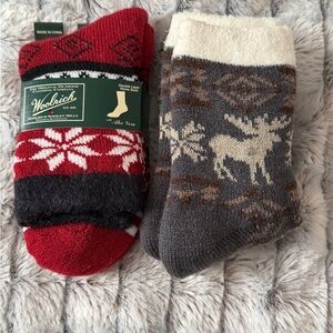 Bundle Woolrich Double Layer Aloe Vera Cozy Cabin Socks, brand new